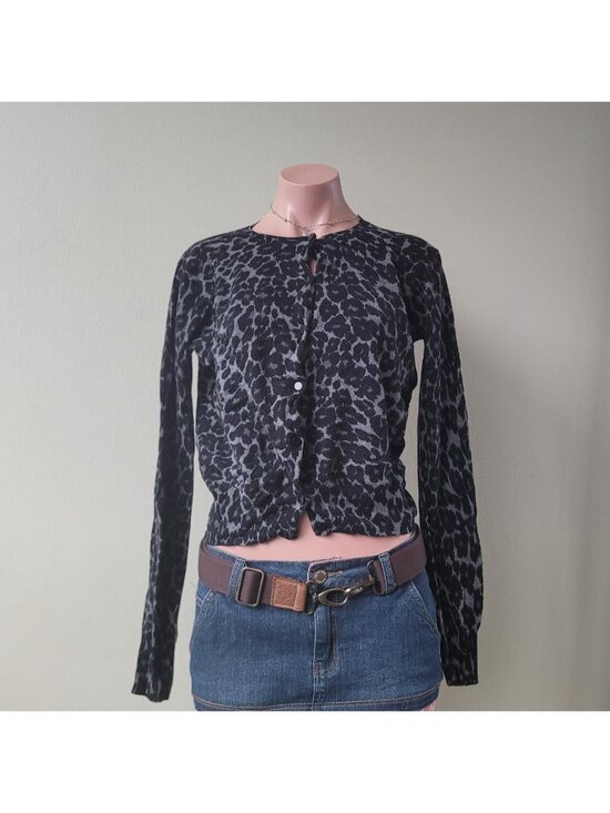 Joe Fresh Tops - Joe Fresh Leopard Cheetah Print Cropped Vintage Knit Cardigan (S)